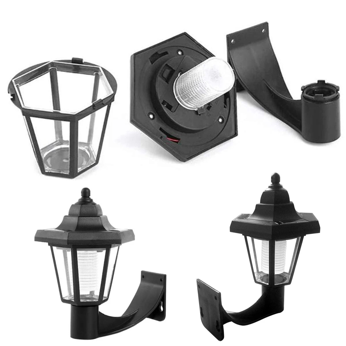 2Pcs Hexagonal Solar LED Wall Lantern – Waterproof Garden Light Solar Wall Lantern Nixie