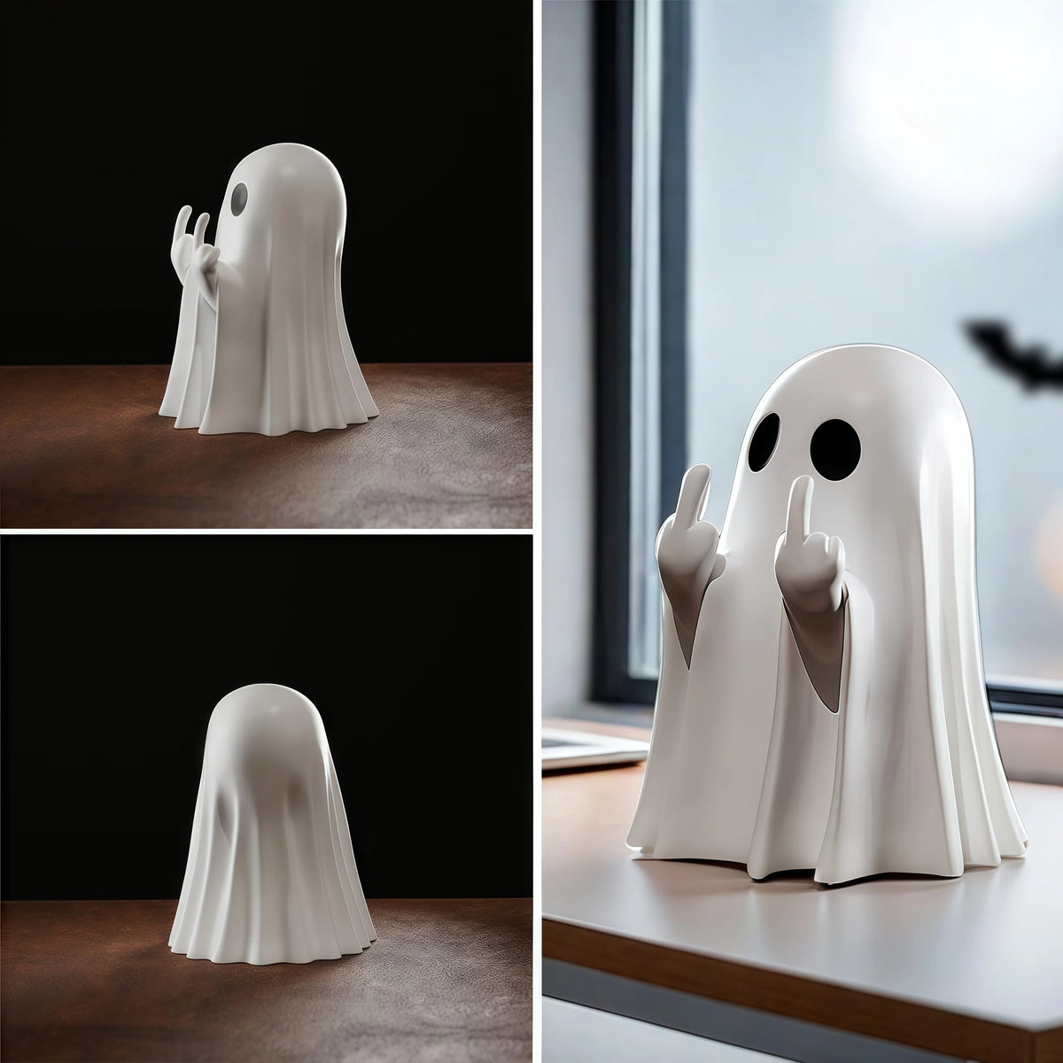 Cute Ghost Statue Halloween Ornament – Home Decor Gift Holiday Figurine Nixie