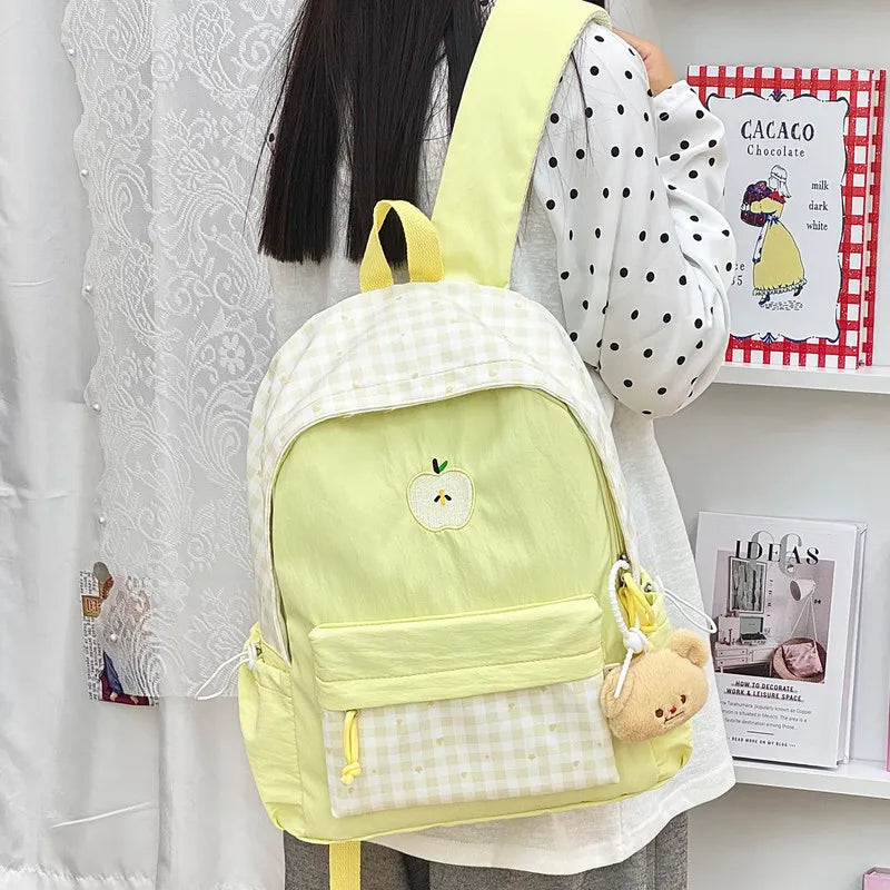 Nixie Plaid Backpack – Korean Style Teen Girls School Bag School Backpack Nixie