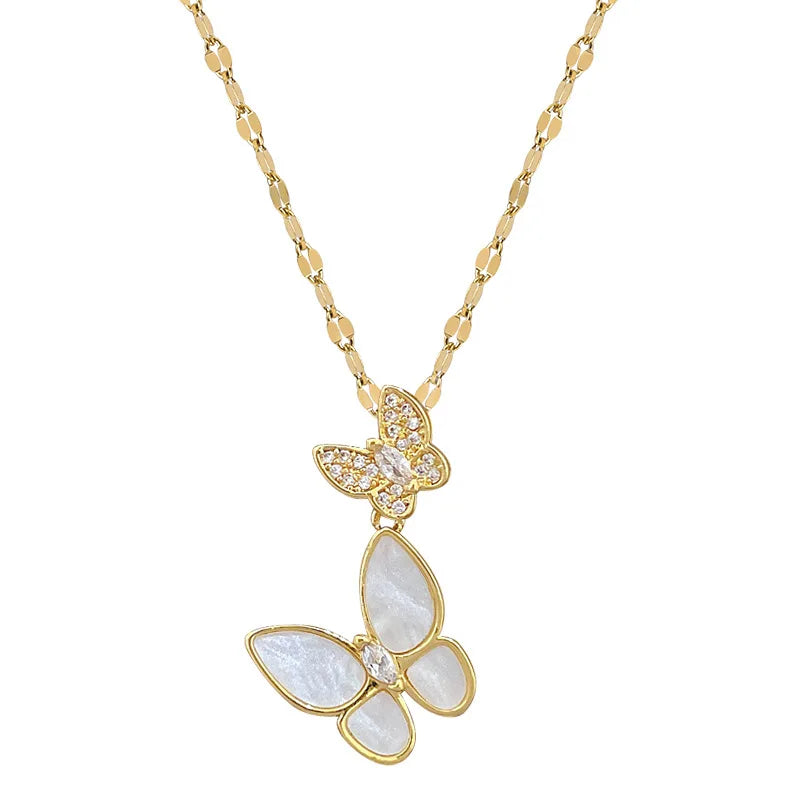 Butterfly Pendant Choker Necklace | Gold Stainless Steel Pendant Choker Necklace Nixie