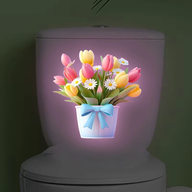 Glow-in-the-Dark Flower Toilet Sticker | Luminous Home Decal Wall Decor Sticker Nixie