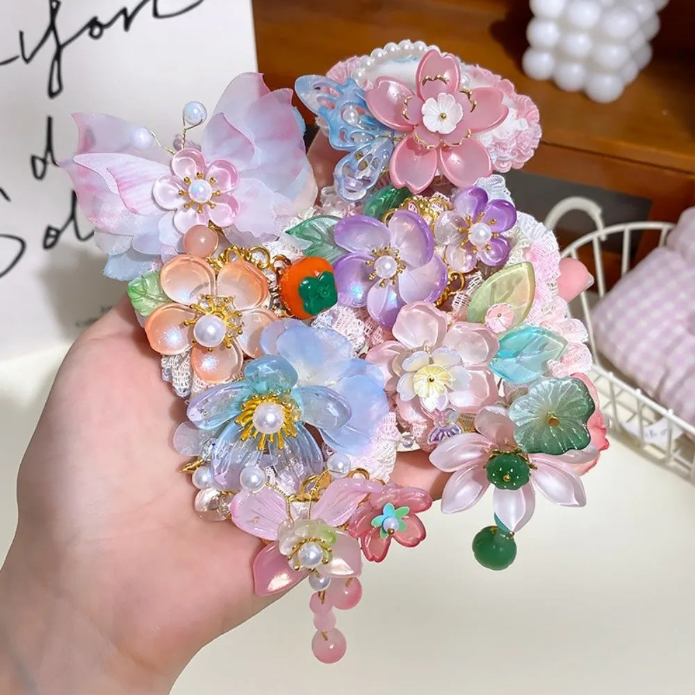 Chinese Style Flower Hair Tie Elastic Bun Rope Girls' Hair Accessory Girls Hair Tie Nixie