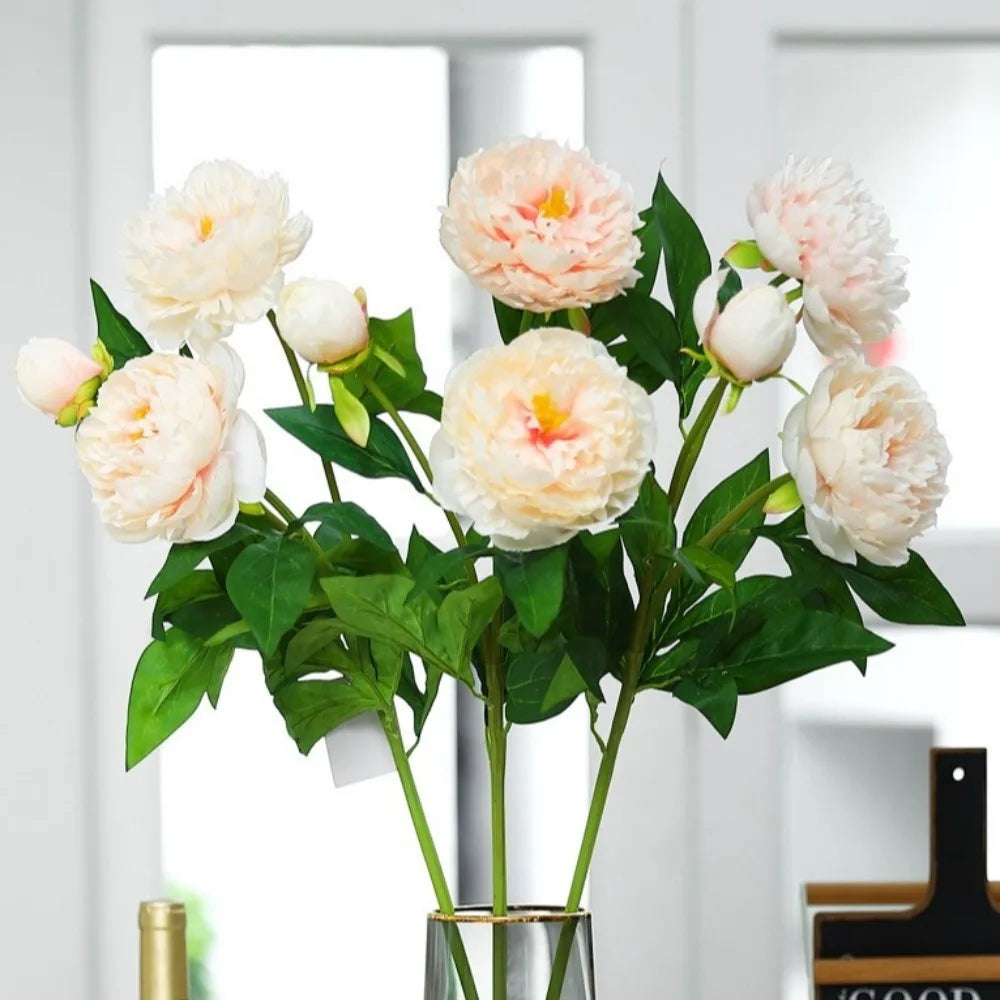 75CM Artificial Peony Silk Flowers 3-Head Long Stem Bouquet Artificial Silk Flowers Nixie