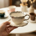 Gold-Plated Flower Ceramic Coffee Cup & Saucer Tea Set Ceramic Tea Cup Set Nixie D