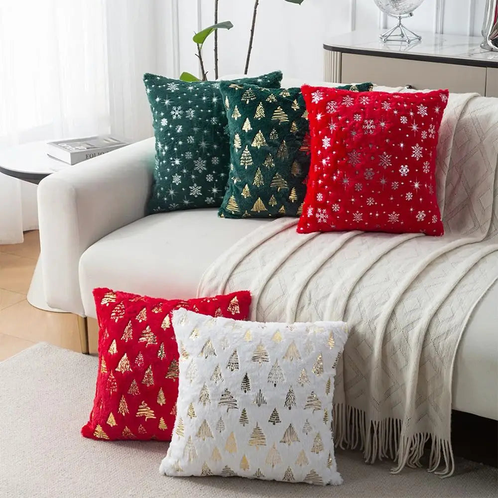 Christmas Plush Throw Pillow Cover | Festive Cushion Slipcover Holiday Pillow Cover Nixie
