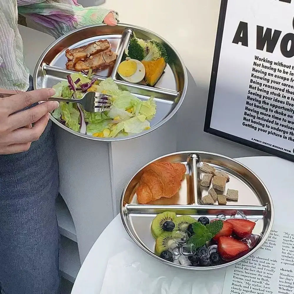 304 Stainless Steel Divided Portion Plates 9" – Kids & Adults Divided Portion Plate Nixie