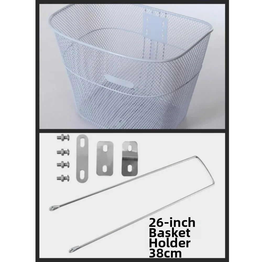 Metal Adjustable Bicycle Basket – Large Front & Rear Bike Basket Bicycle Basket Nixie White with Support