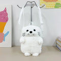 Cute Seal Plush Crossbody Bag – Fluffy Cartoon Shoulder Bag Plush Crossbody Bag Nixie White-D