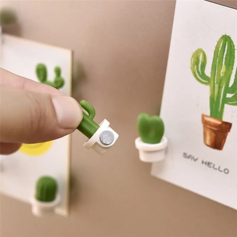 6Pcs 3D Succulent Cactus Fridge Magnets – Cute Kitchen Decor Decorative Fridge Magnets Nixie