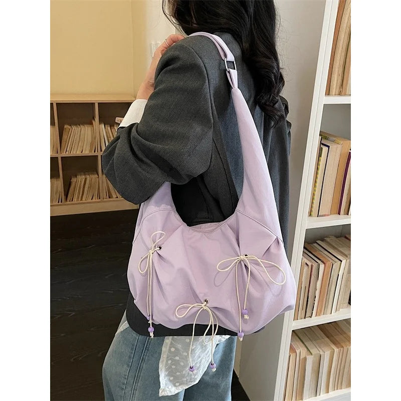 Korean Bow Nylon Shoulder Bag – Large Capacity Women's Bag Women's Shoulder Bag Nixie