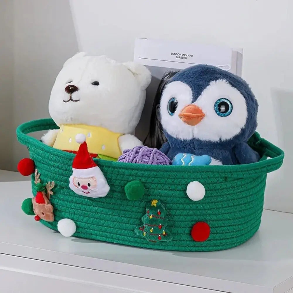 Christmas Gift Basket Large Capacity Cotton Rope – Green & Red Christmas Gift Basket Nixie