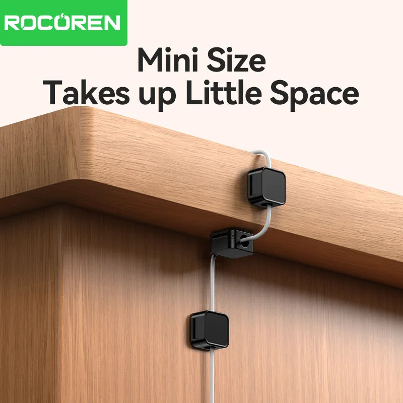Rocoren Magnetic Cable Clips 6-Pack | Desk Cable Organizer Cable Management Clips Nixie