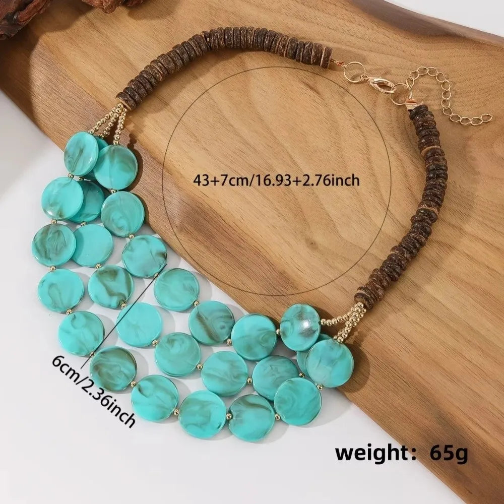 Multilayer Geometric Beaded Necklace – Acrylic & Wood | Nixie Beaded Necklace Nixie