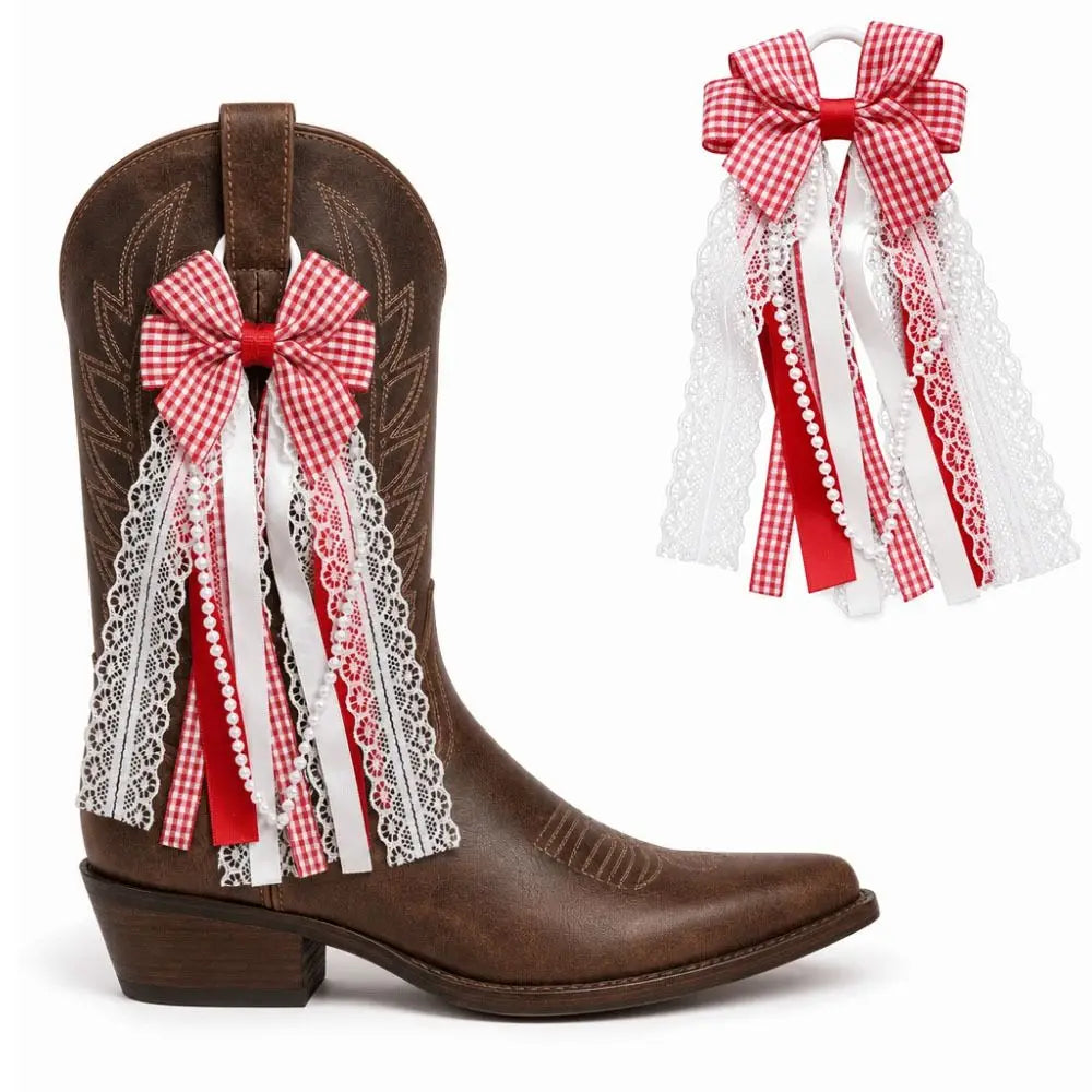 Lace Bow Boot Charms DIY Cowboy Boot Decor – 1 Pair Boot Charms Nixie