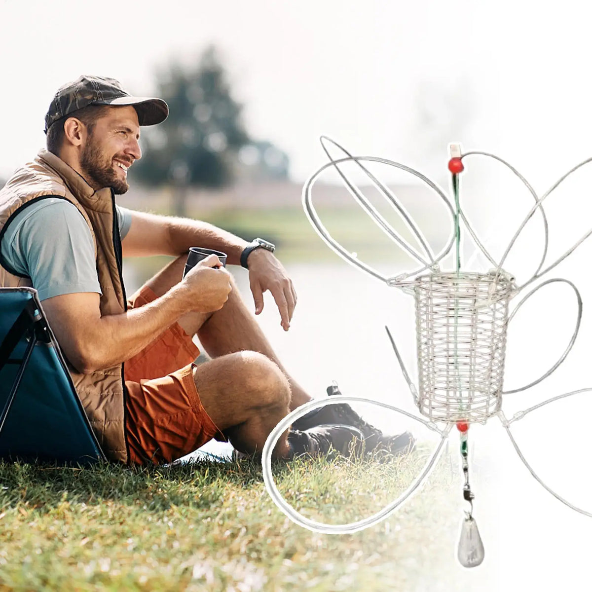 Stainless Steel Crab Snare Trap – Fishing Rod Cage Net