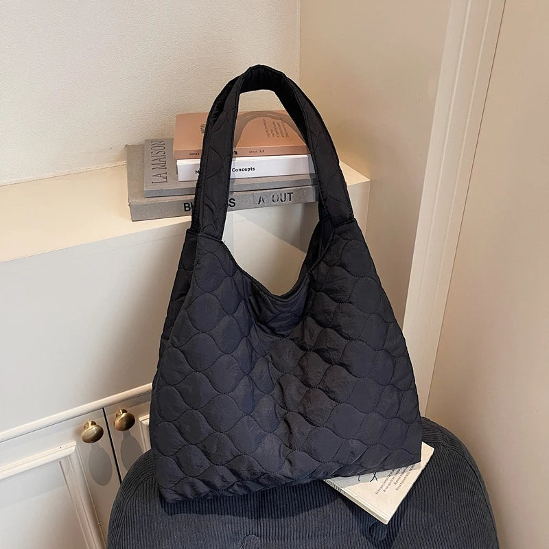 Nixie Quilted Tote Bag – Korean Style Large Shoulder Bag Quilted Tote Bag Nixie