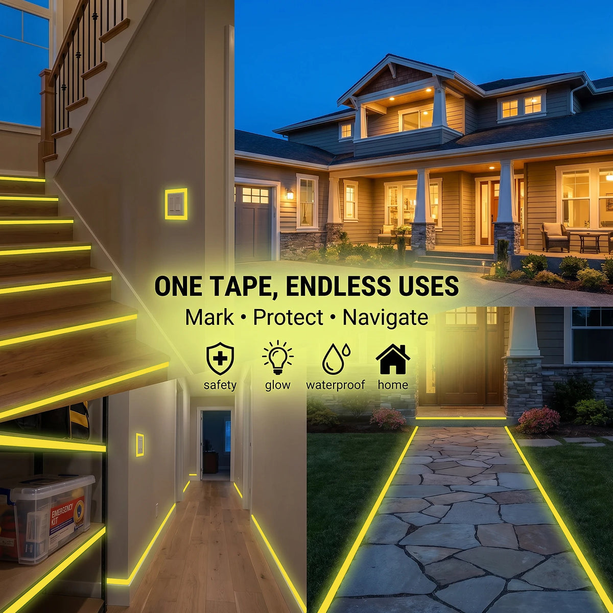Glow In The Dark Self-Adhesive PVC Safety Warning Tape Glow Safety Tape Nixie