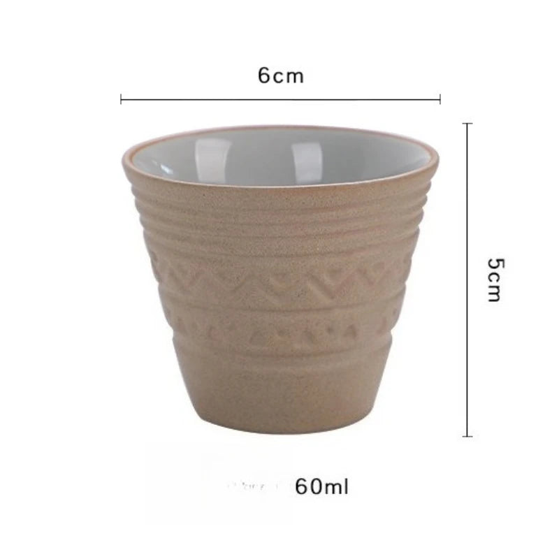 Saudi Style Vintage Ceramic Espresso Cup 60ml – Retro Glaze