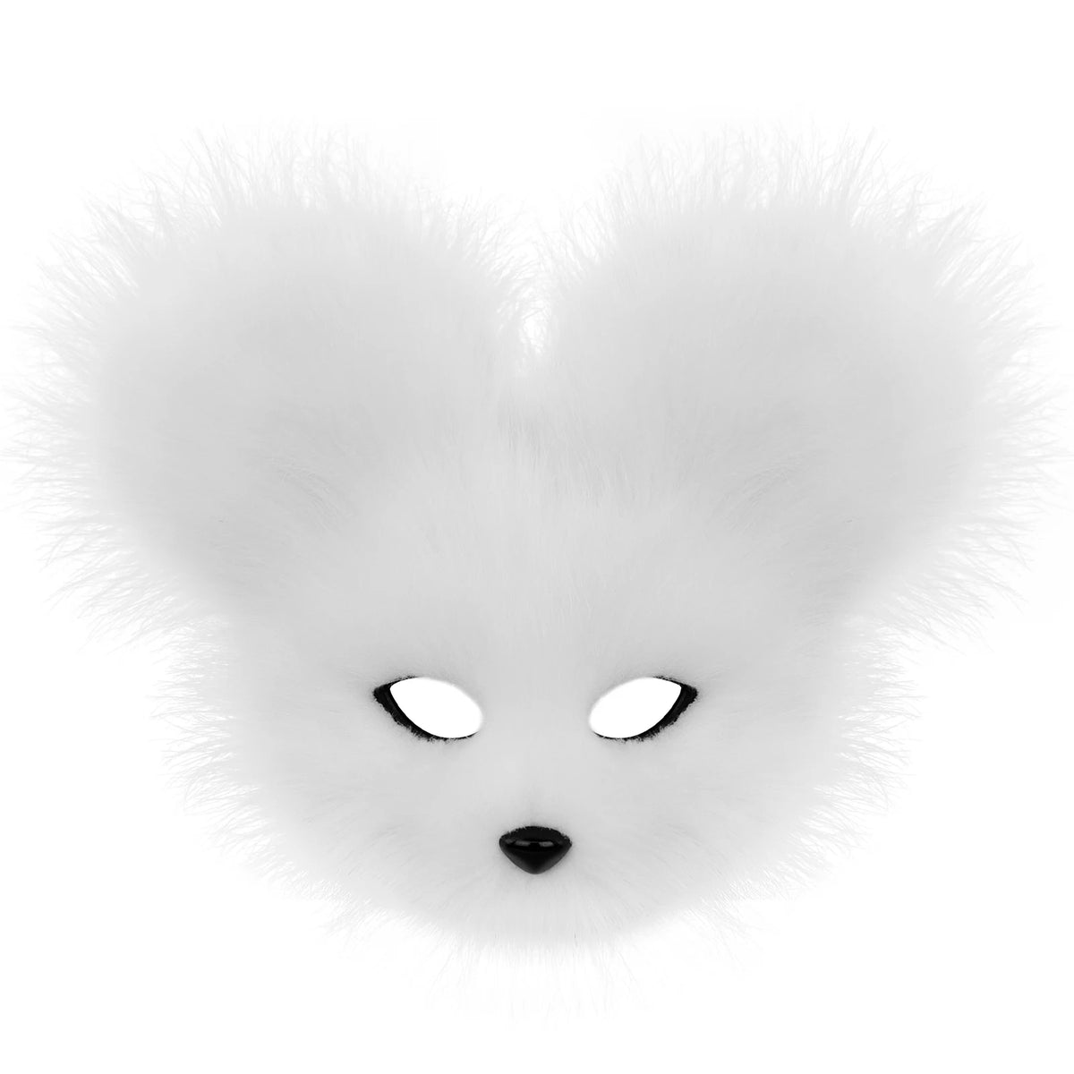 Faux Fur Mouse Mask – Halloween Carnival Costume Prop Costume Mask Nixie WHITE