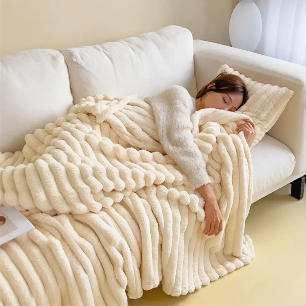 Cozy Plush Throw Blanket – Thick Fluffy Bubble for Couch & Bed