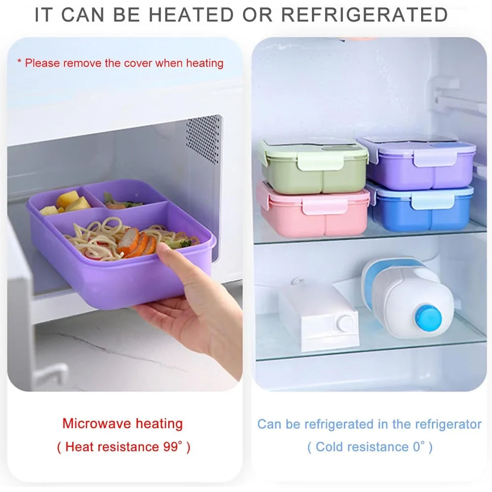 Leak-Proof Lunch Box with Compartments & Tableware Set