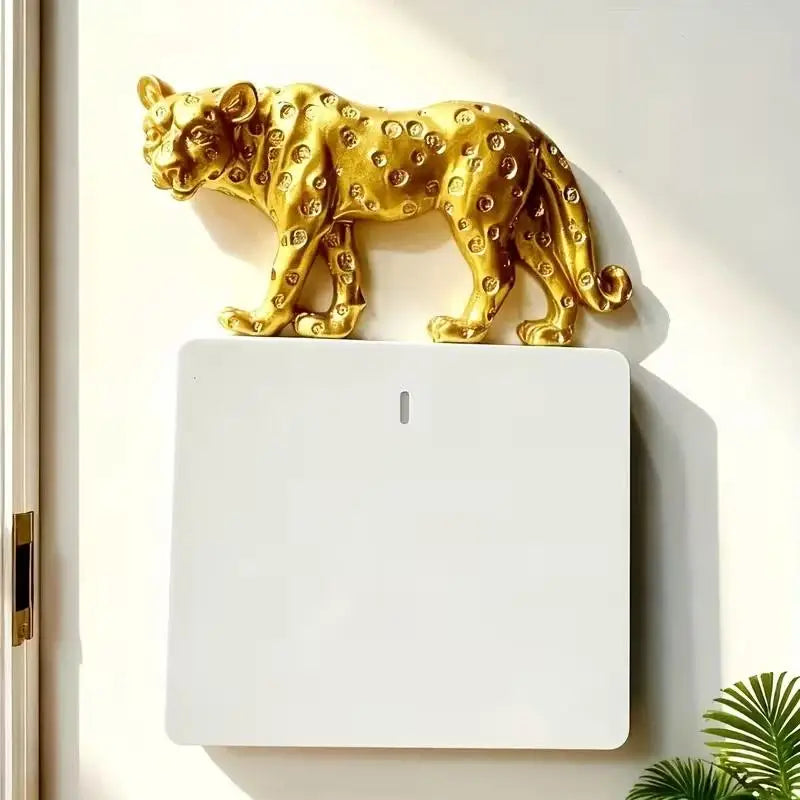 Leopard Resin Light Switch Decoration – Self-Adhesive Wall Decor Wall Decor Figurine Nixie
