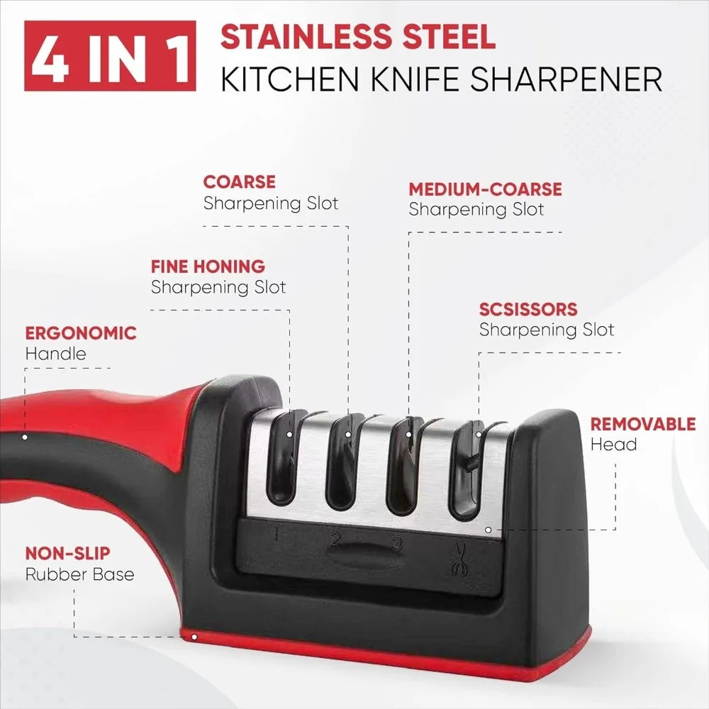 FEB.WIND Stainless Steel Kitchen Knife Sharpener Kit
