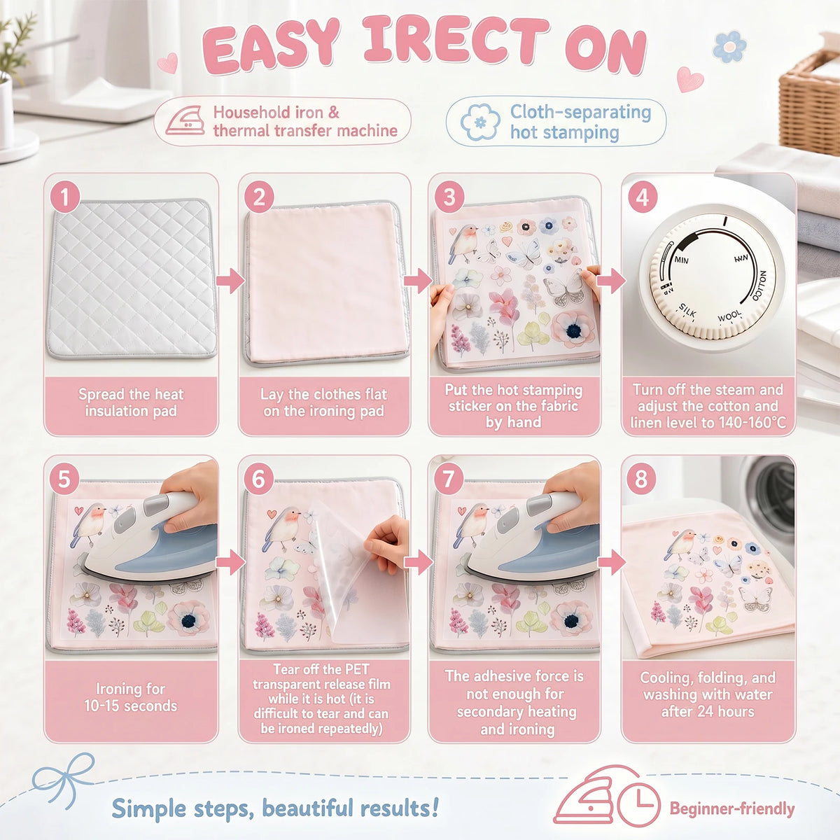 2Pcs Iron-On Heat Transfer Stickers – DIY Patches for Clothes