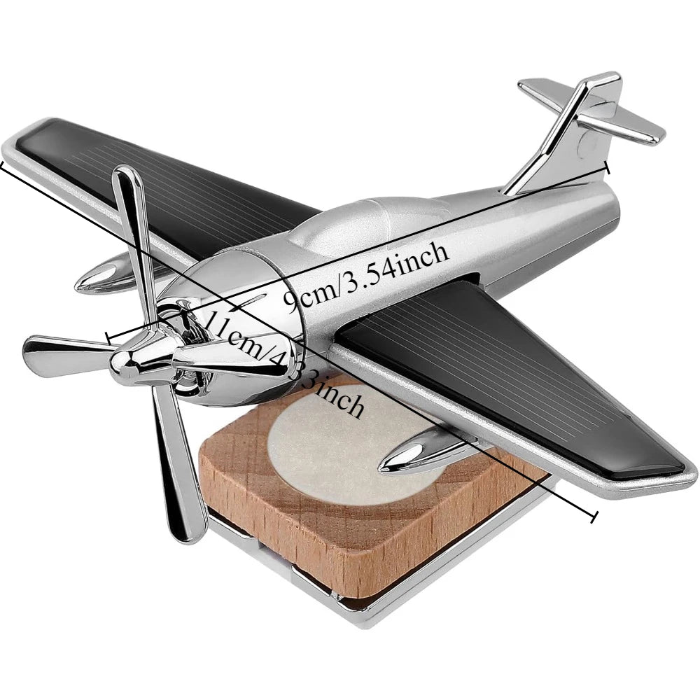 Solar Airplane Fragrance Diffuser – Alloy & Wood Home Car Decor