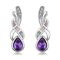 Women's Silver Drop Dangle Earrings – Bridal Wedding Gift Drop Dangle Earrings Nixie PURPLE