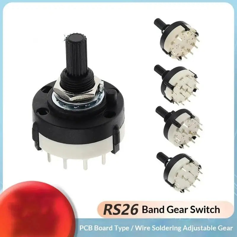 RS26 Rotary Band Selector Switch 1-4 Pole 3-12 Position PCB Mount Rotary Selector Switch Nixie