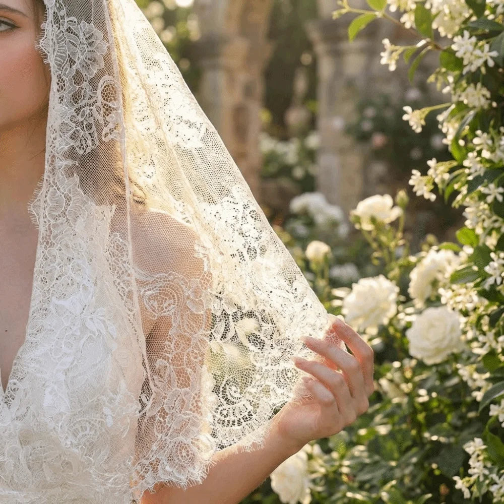 Elegant Floral Lace Shawl & Head Covering | Vintage Women's Scarf Lace Shawl Scarf Nixie