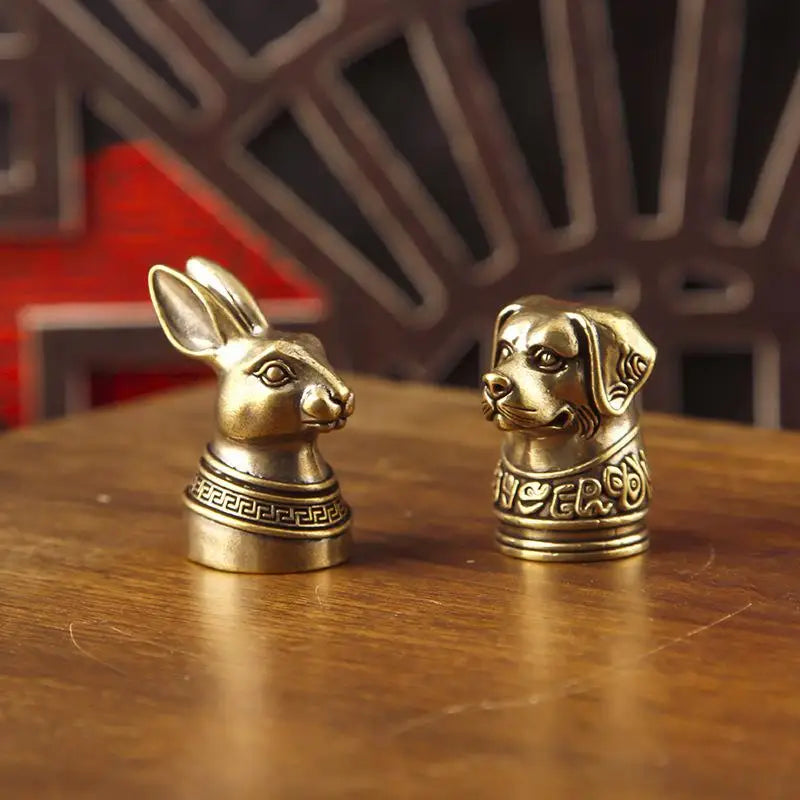 Brass Chinese Zodiac Animal Head Figurine | Vintage Collectible Collectible Figurine Nixie