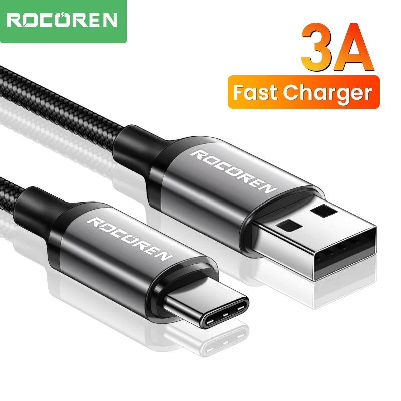 Rocoren USB-C Cable 3A Fast Charging 3M | Xiaomi Samsung Huawei USB-C Charging Cable Nixie