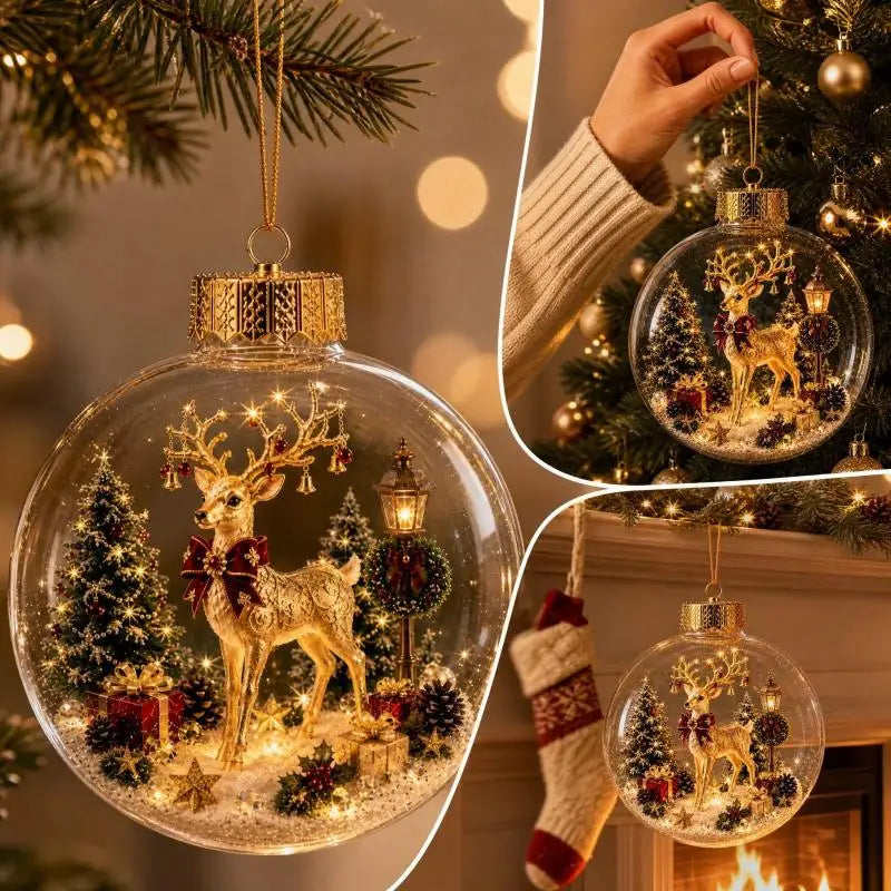LED Luminous Christmas Crystal Ball Ornament – Santa & Snowman Christmas Ball Ornament Nixie