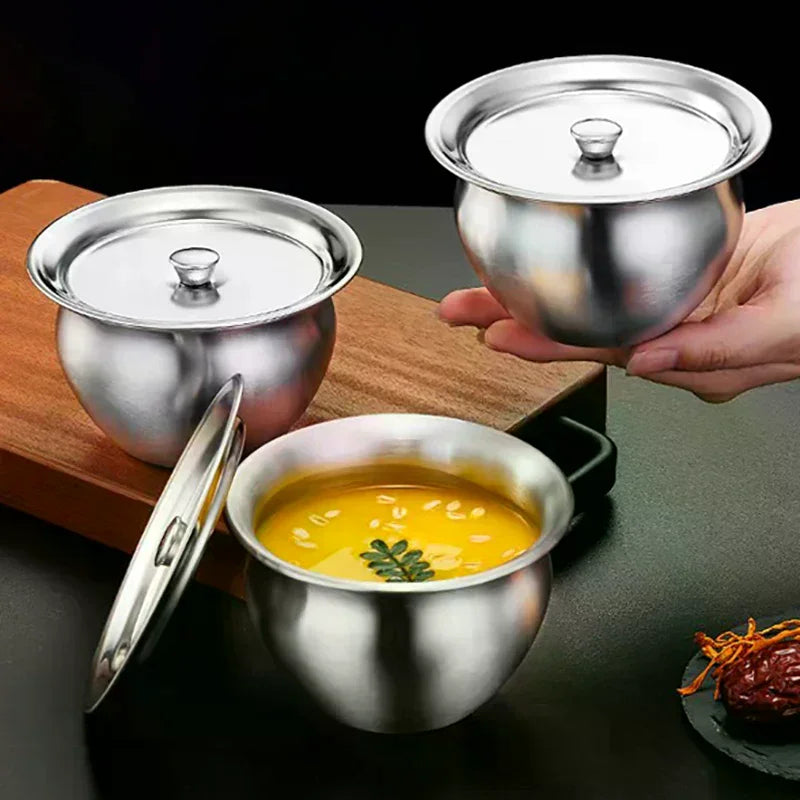 Stainless Steel Steaming Bowl with Lid | Multi-Use Kitchen Bowl Steaming Bowl Nixie