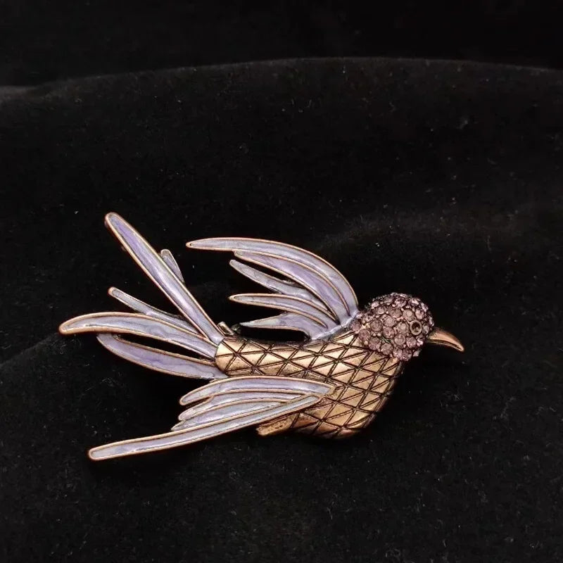 Purple Enamel Swallow Bird Brooch – Women's Lapel Pin Enamel Brooch Nixie