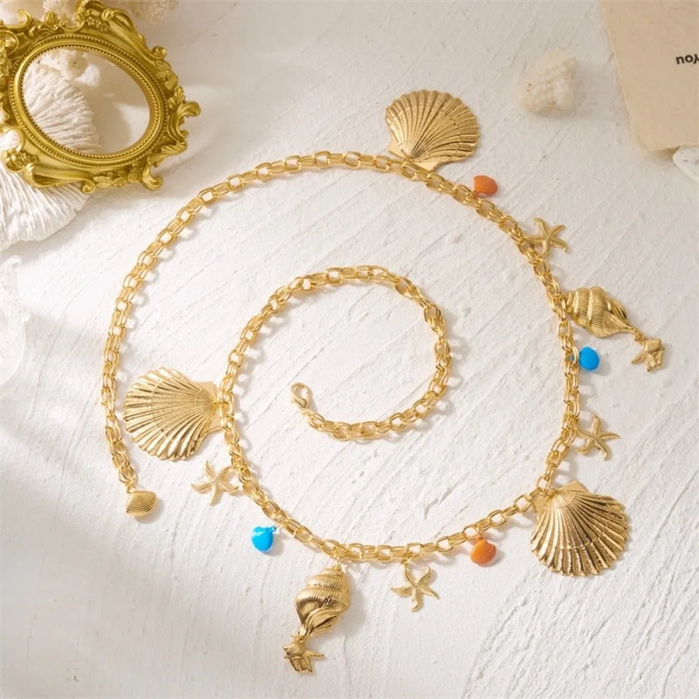 Boho Starfish Seashell Belly Chain | Beaded Body Chain Body Chain Nixie