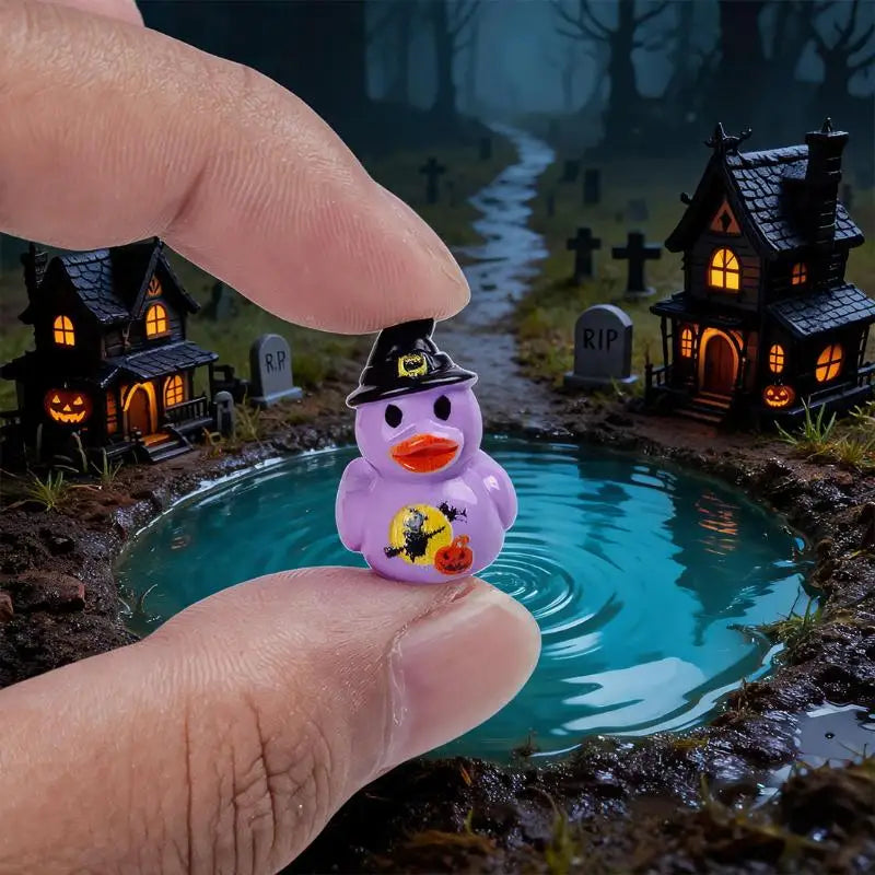 Halloween Mini Resin Duck Figurines – 10pc Spooky Set