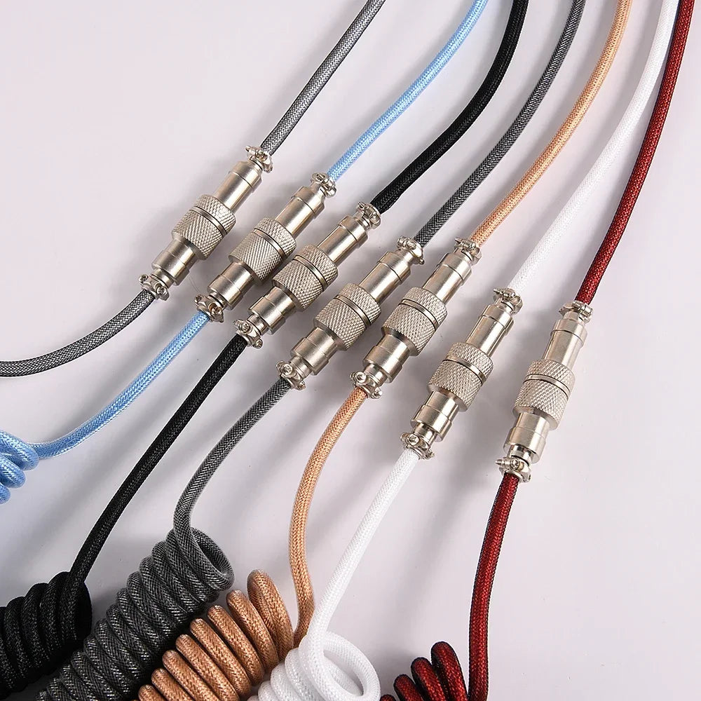 GX12 Aviation Connector USB-C Mechanical Keyboard Cable Spring Wire Keyboard Cable Nixie