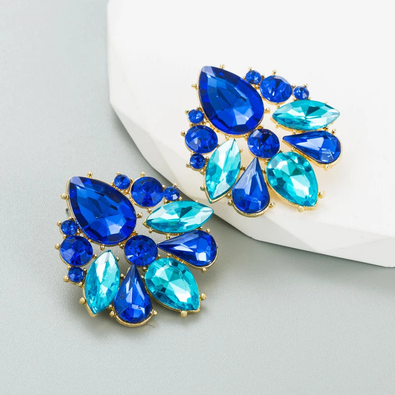 Geometric Gold-Plated Glass Rhinestone Stud Earrings Fashion Stud Earrings Nixie