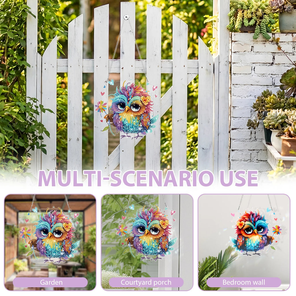 DIY Diamond Art Suncatcher Pendant – Owl & Bird Animal Design