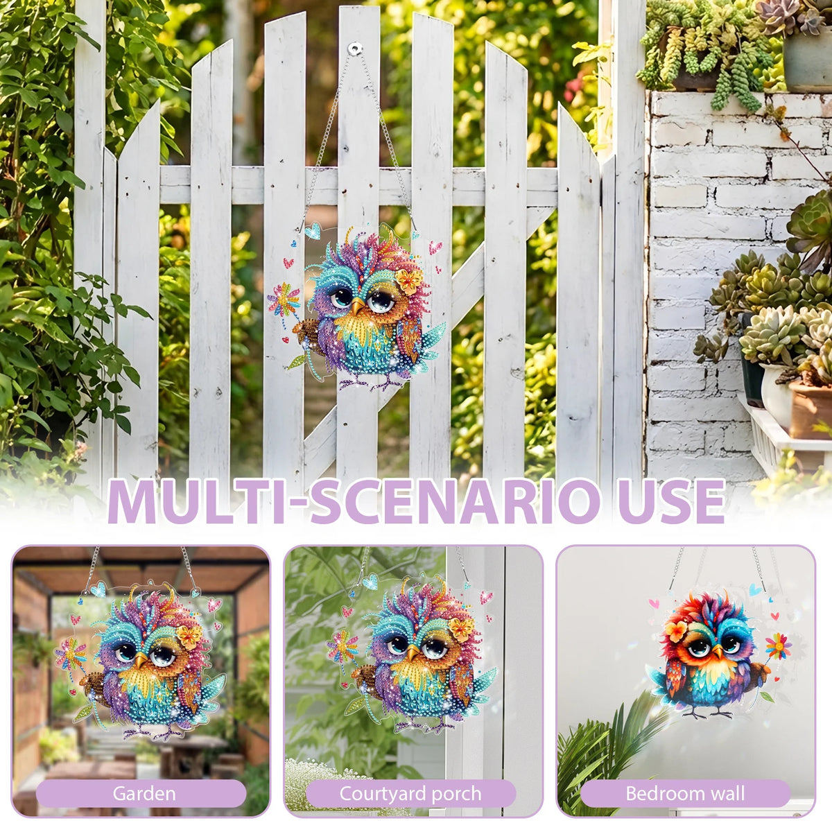 DIY Diamond Art Suncatcher Pendant – Owl & Bird Animal Design