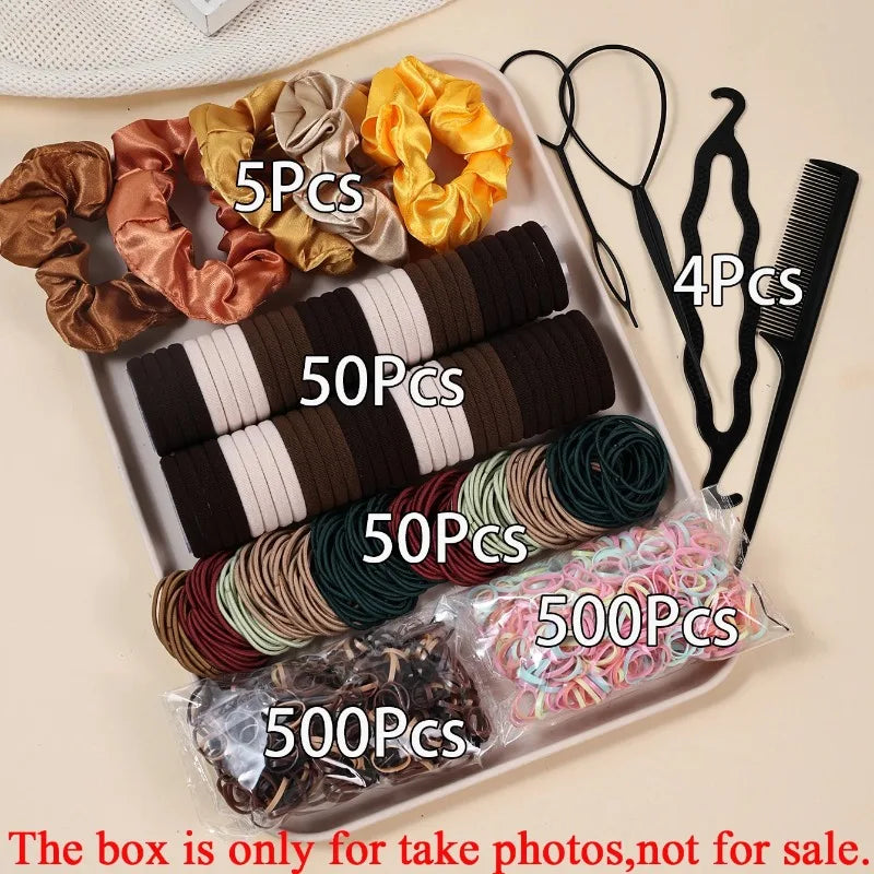 1109-Pc Women's Hair Accessories – Scrunchies, Bands & Headbands Hair Accessories Set Nixie 8-yellow brown 1109 Pieces