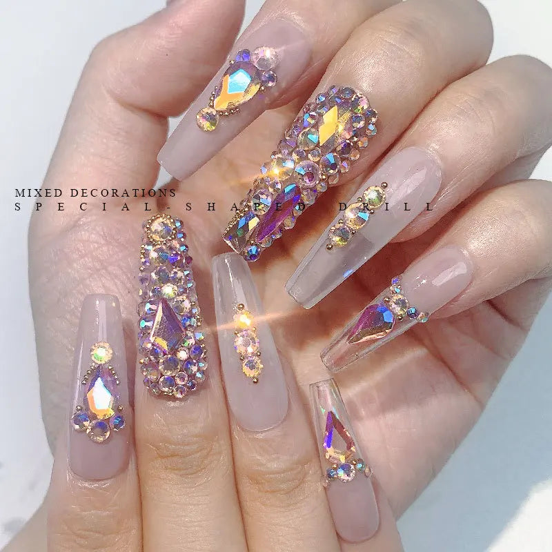 12-Grid Nail Art Rhinestone Kit – 120pc Flat Back Glass Gems Nail Art Rhinestones Nixie