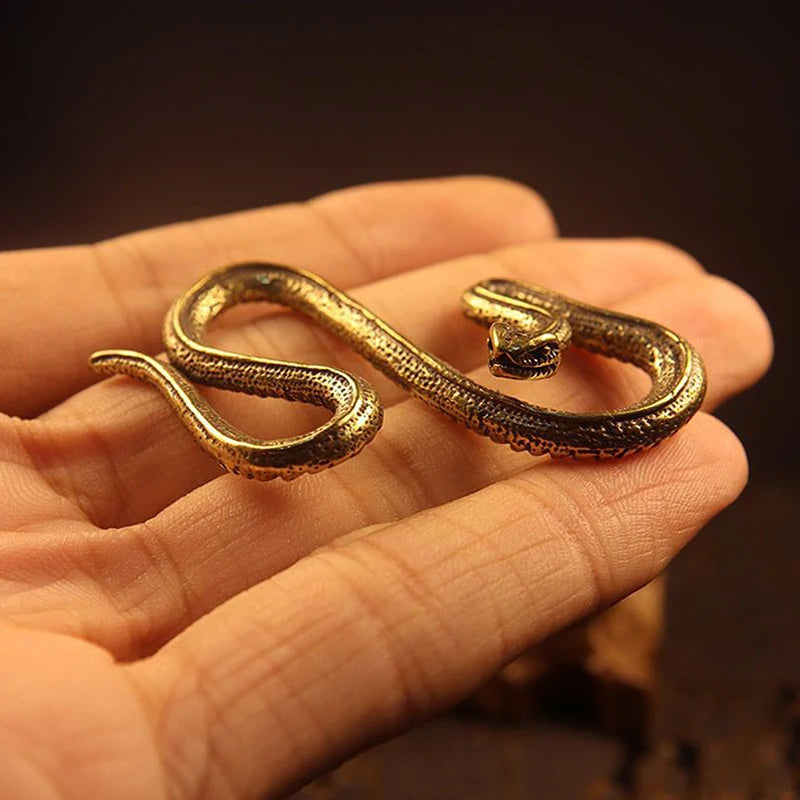 Copper Brass Mini Snake Figurine Antique Bronze Ornament Decorative Figurine Nixie