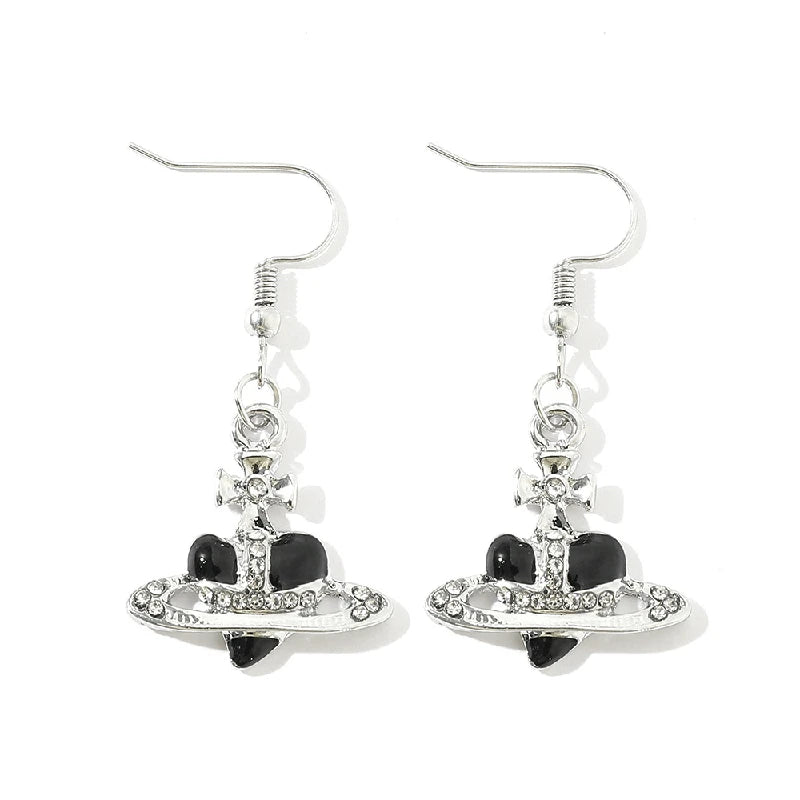 Punk Saturn Drop Earrings – Silver-Plated Oil Drop Enamel Drop Earrings Nixie