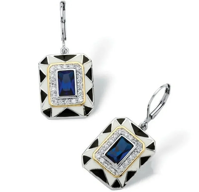 Silver Blue Geometric Drop Dangle Earrings | Fashion Jewelry Drop Dangle Earrings Nixie