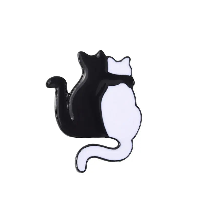 3pc Cartoon Cat Brooch Set – Unisex Black & White Pin Badge Fashion Brooch Set Nixie