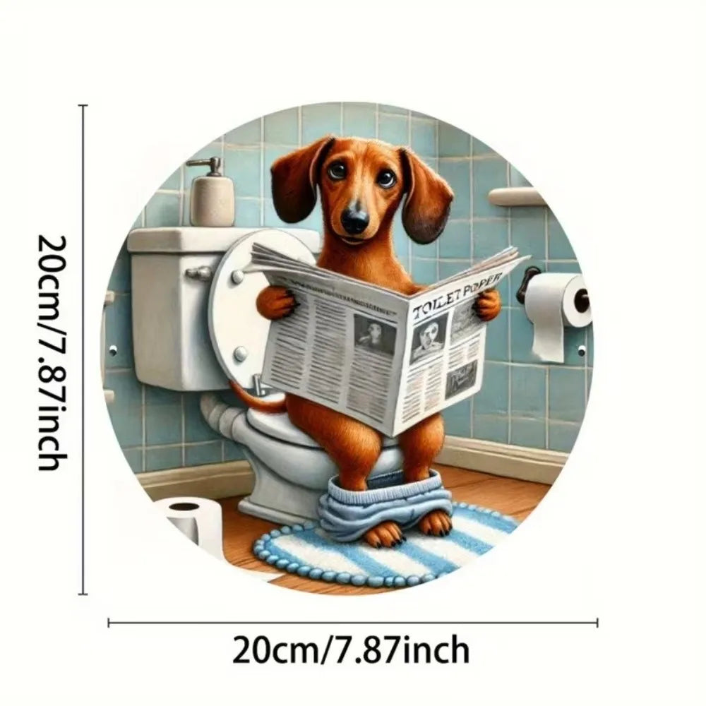Wooden Hanging Bathroom Sign Round Farmhouse Wall Décor